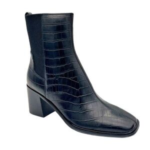 Donald Pliner KATH Croc Embossed Square Toe Bootie